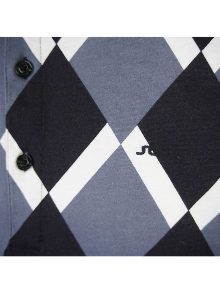 J.Lindeberg Mens Slim Fit Geometric Print Golf Polo Shirt Size M Blue Black Euc — image 4 of 8